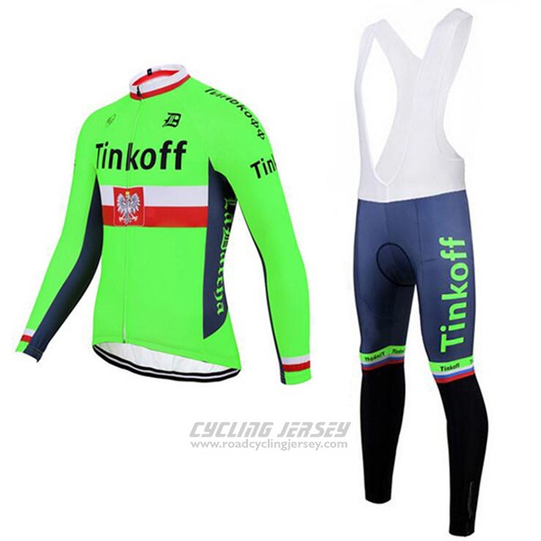 2017 Cycling Jersey Tinkoff Green Long Sleeve and Bib Tight